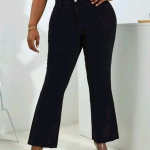 Plus High Waisted Black Flare Pants